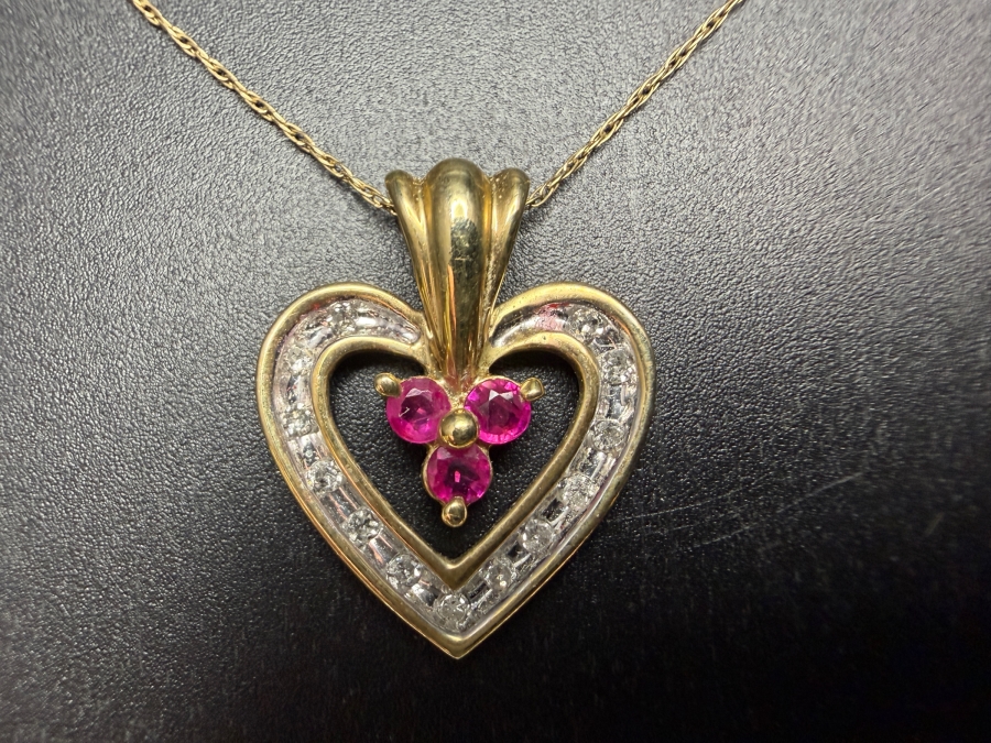 10k Gold Diamond Pendant with 10k Gold 18' Chain Necklace 2.2g [Photo 2]