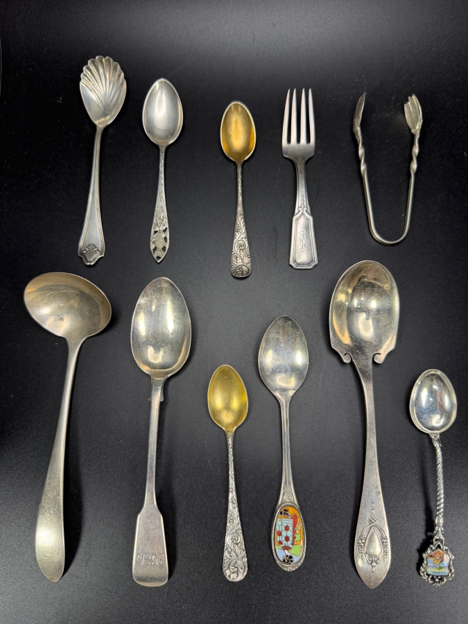 Collection of Sterling Silver Spoons, Sterling Silver Fork and Sterling Silver Tongs 146.3g [Photo 2]