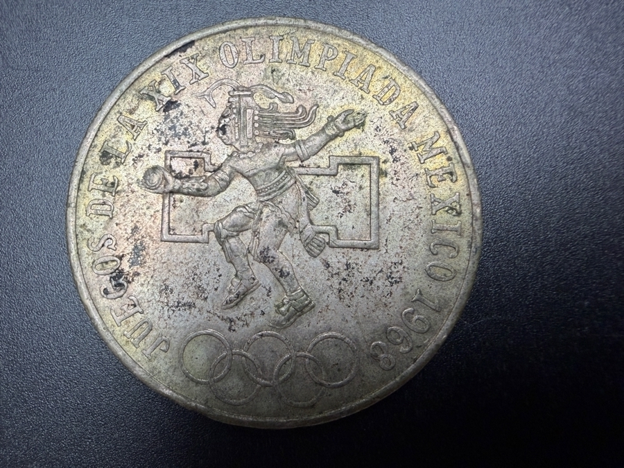 Vintage 1968 Mexican 25 Pesos Coin Struck to Commemorate the XIX Olympic Games Held in Mexico City 22.4g [Photo 3]
