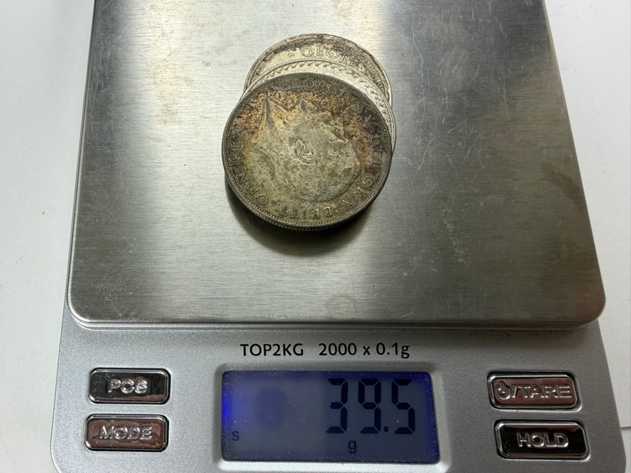 1948 Mexican Peso Silver Coin, 1945 British India One Rupee Silver Coin and 1923 Great Britain Half Crown Silver Coin [Photo 9]