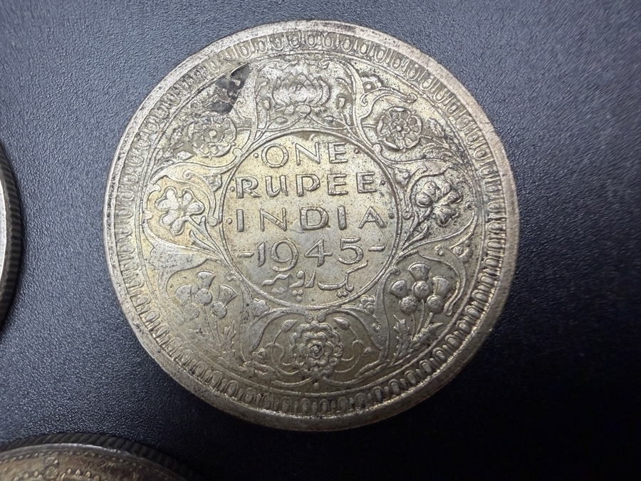 1948 Mexican Peso Silver Coin, 1945 British India One Rupee Silver Coin and 1923 Great Britain Half Crown Silver Coin [Photo 6]