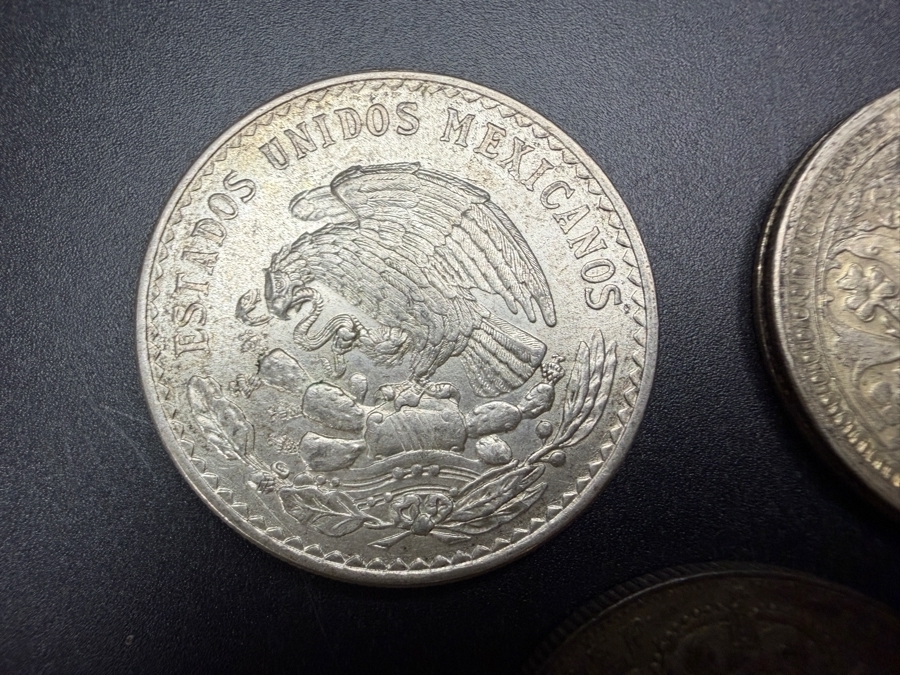 1948 Mexican Peso Silver Coin, 1945 British India One Rupee Silver Coin and 1923 Great Britain Half Crown Silver Coin [Photo 8]