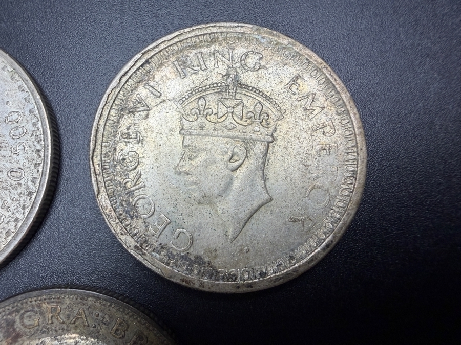 1948 Mexican Peso Silver Coin, 1945 British India One Rupee Silver Coin and 1923 Great Britain Half Crown Silver Coin [Photo 4]