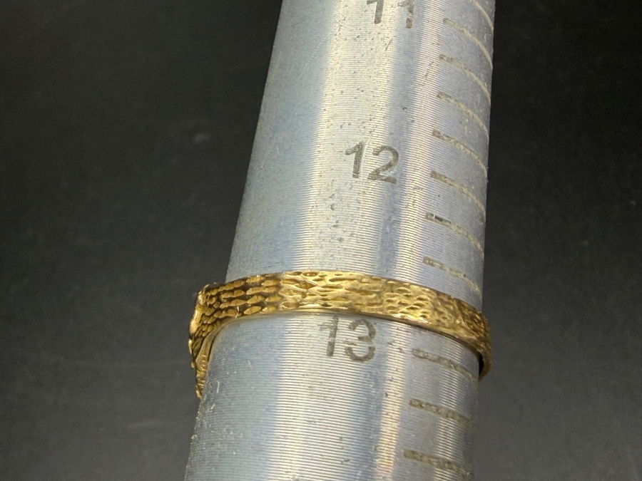 Vintage 14K Yellow Gold Heavy Brutalist Nugget Bark Texture Statement Ring Size 12.75 8.4g [Photo 8]