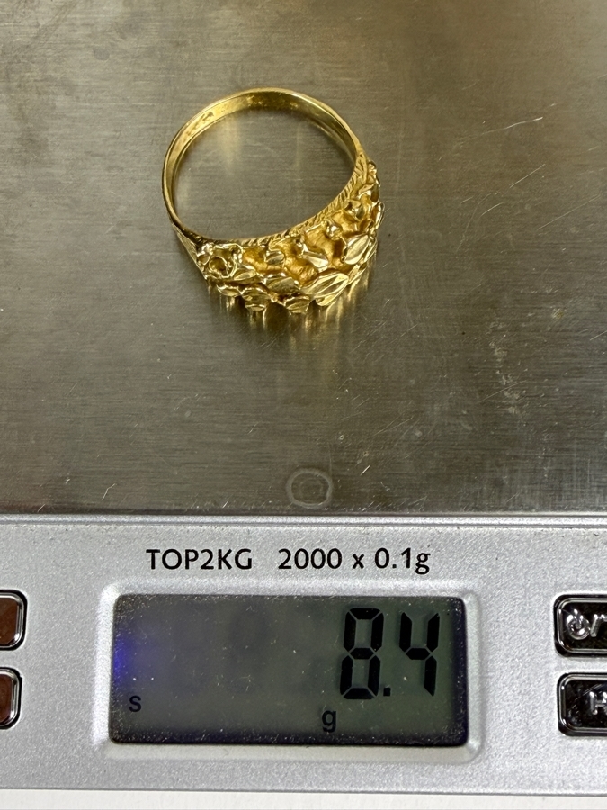 Vintage 14K Yellow Gold Heavy Brutalist Nugget Bark Texture Statement Ring Size 12.75 8.4g [Photo 9]