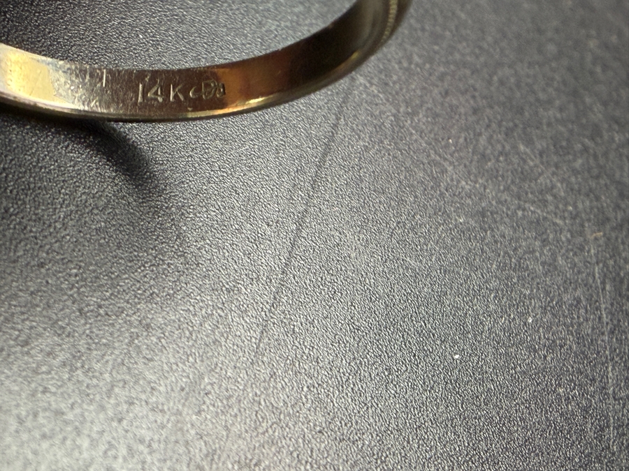 Vintage 14K Gold Milgrain Knife Edge Wedding Band Ring Size 7.25 2.0g [Photo 3]