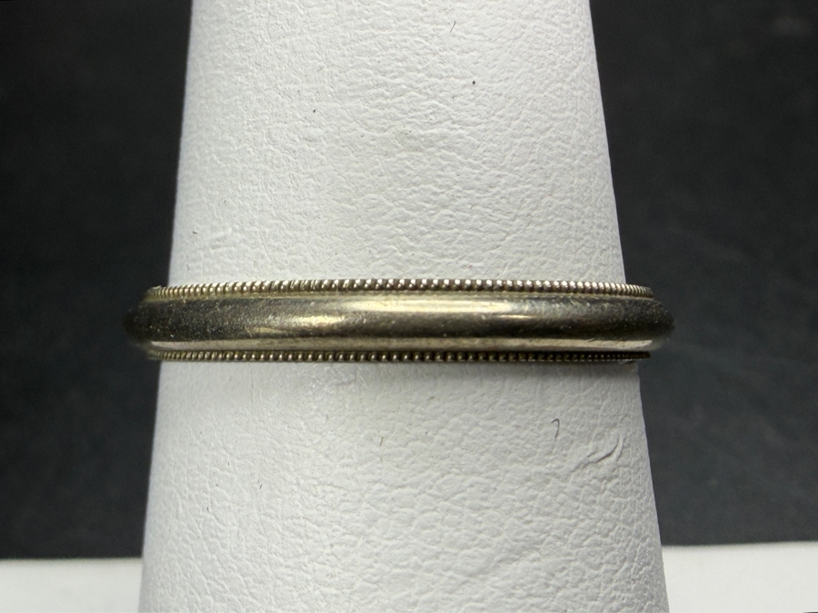Vintage 14K Gold Milgrain Knife Edge Wedding Band Ring Size 7.25 2.0g [Photo 2]