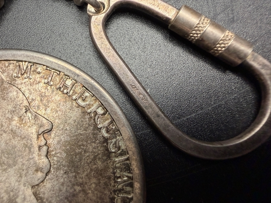 Vintage Austrian Silver 1780 Maria Theresa Thaler Restrike Coin with Sterling Silver Keychain With Heavy Screw Gate Carabiner Clasp 36.1g [Photo 7]