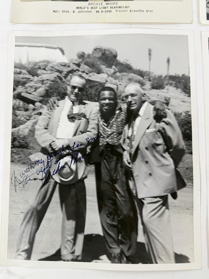 Just Added - Archie Moore Vintage Autographed Promotional Boxing Photos Set Of Four 8X10 All Hand Inscribed To Les Smee Dated March 1952 [Photo 7]