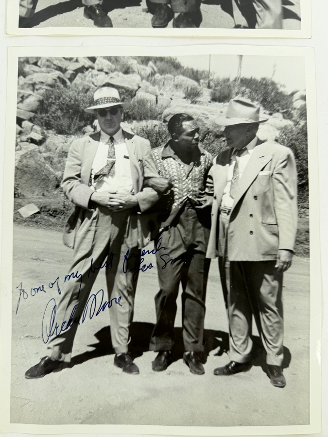 Just Added - Archie Moore Vintage Autographed Promotional Boxing Photos Set Of Four 8X10 All Hand Inscribed To Les Smee Dated March 1952 [Photo 9]