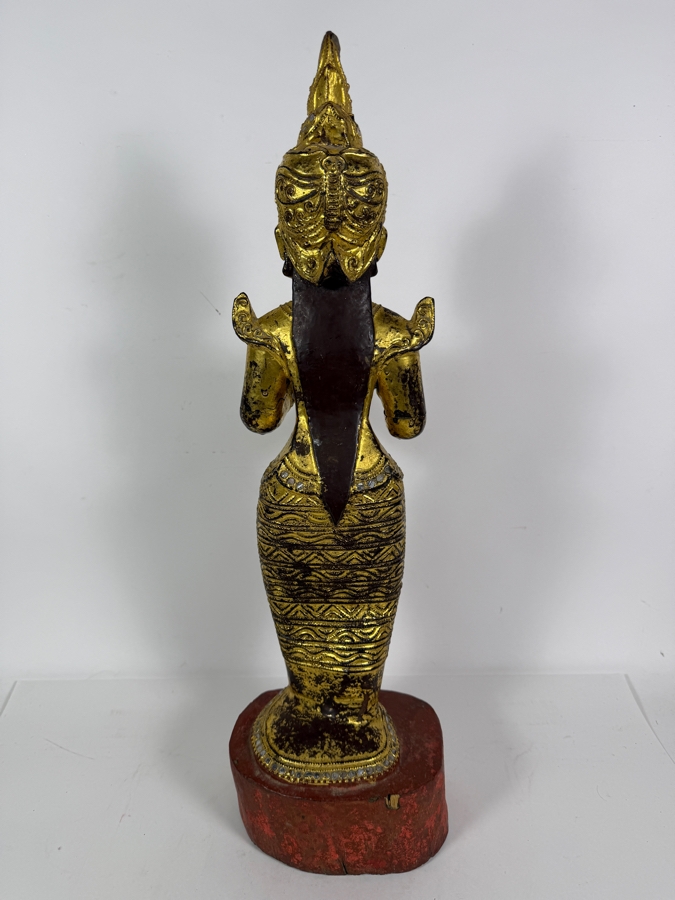 Just Added - Antique Burmese Gilded Carved Wooden Nat Statue 25'H [Photo 7]
