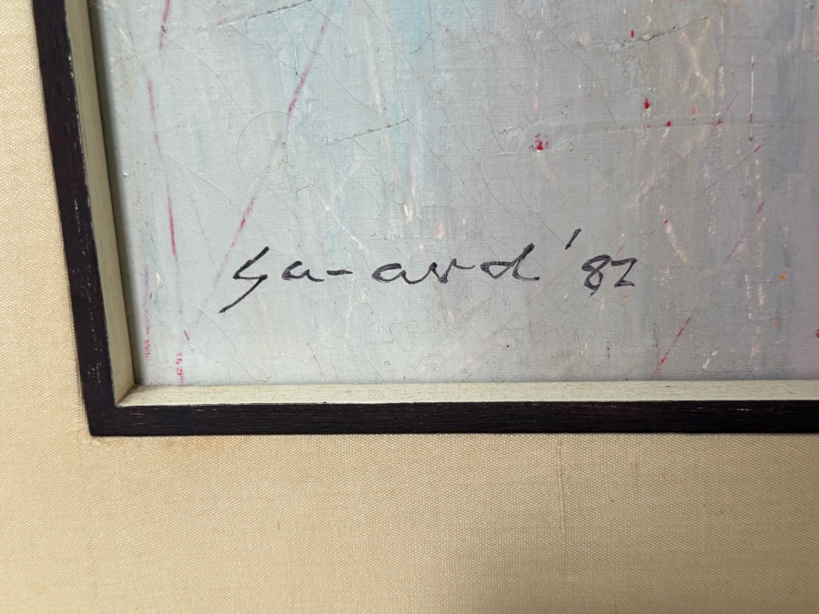 Just Added - Saard (Sa-ard) Thanomwong (B. 1941, Thailand) Original Oil Painting On Canvas The Paddy Fields With Cubist Influence Signed Lower Left Dated 1982 36 X 24 Framed 45 X 34 [Photo 7]