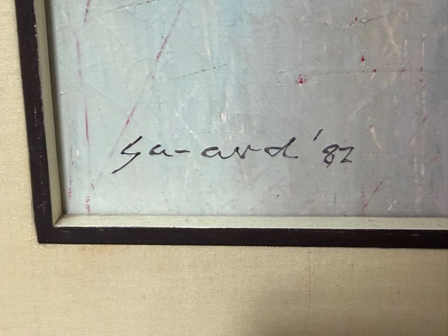 Just Added - Saard (Sa-ard) Thanomwong (B. 1941, Thailand) Original Oil Painting On Canvas The Paddy Fields With Cubist Influence Signed Lower Left Dated 1982 36 X 24 Framed 45 X 34 [Photo 8]