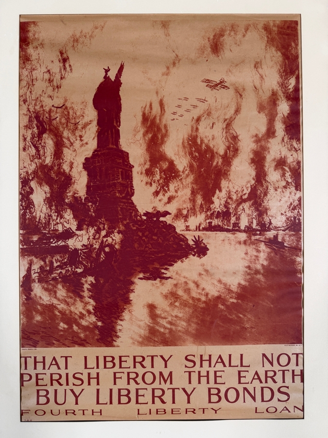 Just Added - Joseph Pennell Original WWI Propaganda Poster That Liberty Shall Not Perish From The Earth Fourth Liberty Loan Alco Gravure Framed 1918 20' X 29' Framed: 27' X 36' [Photo 2]