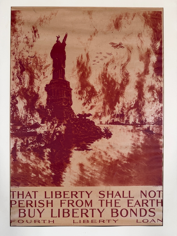 Just Added - Joseph Pennell Original WWI Propaganda Poster That Liberty Shall Not Perish From The Earth Fourth Liberty Loan Alco Gravure Framed 1918 20' X 29' Framed: 27' X 36' [Photo 3]