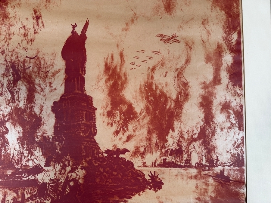Just Added - Joseph Pennell Original WWI Propaganda Poster That Liberty Shall Not Perish From The Earth Fourth Liberty Loan Alco Gravure Framed 1918 20' X 29' Framed: 27' X 36' [Photo 5]