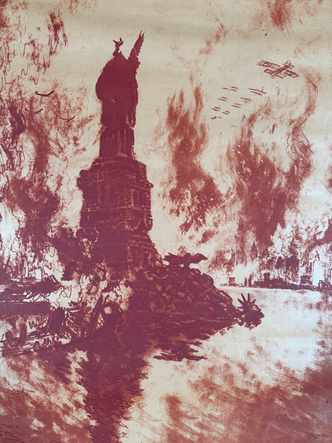Just Added - Joseph Pennell Original WWI Propaganda Poster That Liberty Shall Not Perish From The Earth Fourth Liberty Loan Alco Gravure Framed 1918 20' X 29' Framed: 27' X 36' [Photo 4]