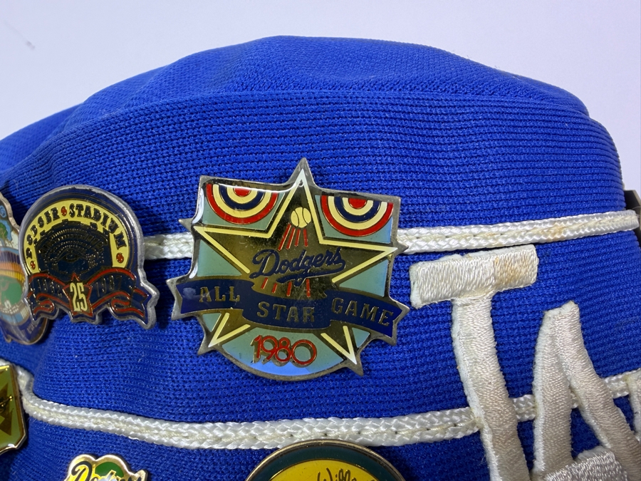 Just Added - Vintage Sports Specialties Los Angeles Dodgers Blue Pillbox Bucket Hat With Assorted 1980s Souvenir Collector Pins [Photo 5]