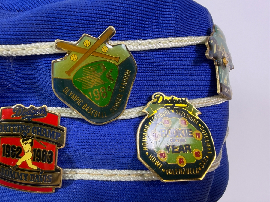 Just Added - Vintage Sports Specialties Los Angeles Dodgers Blue Pillbox Bucket Hat With Assorted 1980s Souvenir Collector Pins [Photo 10]