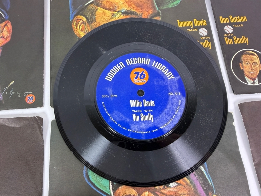 Just Added - Vintage 1962 Los Angeles Dodgers Stadium Grand Opening Ticket Admission Tokens Set Plus Eight Union 76 Vin Scully Vinyl Records [Photo 5]