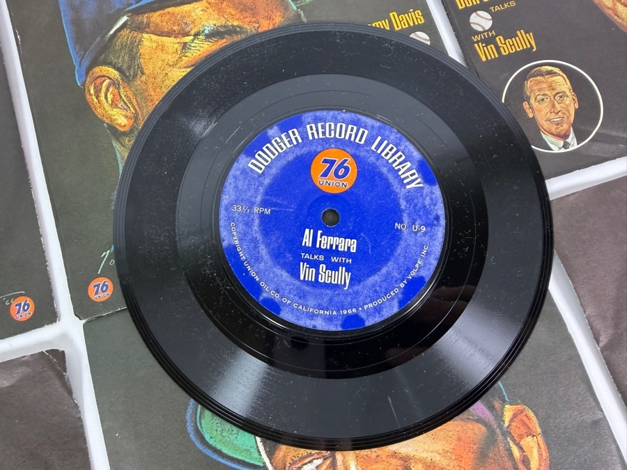 Just Added - Vintage 1962 Los Angeles Dodgers Stadium Grand Opening Ticket Admission Tokens Set Plus Eight Union 76 Vin Scully Vinyl Records [Photo 6]