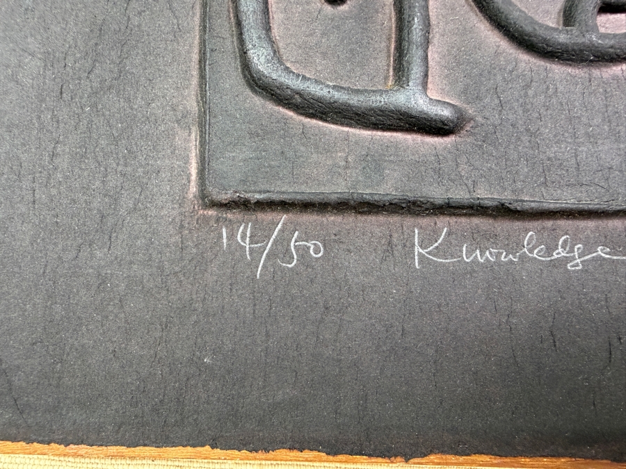 Just Added - Cheung Yee Cast Paper Relief Sculpture Knowledge 1979 Hand Signed Limited Edition 14/50 12' X 12' Framed: 18.5' X 18.5' [Photo 7]