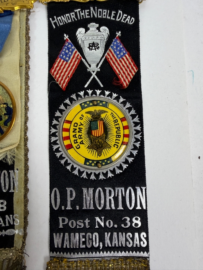 Just Added - Civil War Grouping 14th New York Heavy Artillery Soldier John L Chapman Discharge Certificate, Grand Army of the Republic (GAR) Documents (10) Reunion Ribbons and Pair of Grand Army of the Republic (GAR) Ribbons [Photo 6]