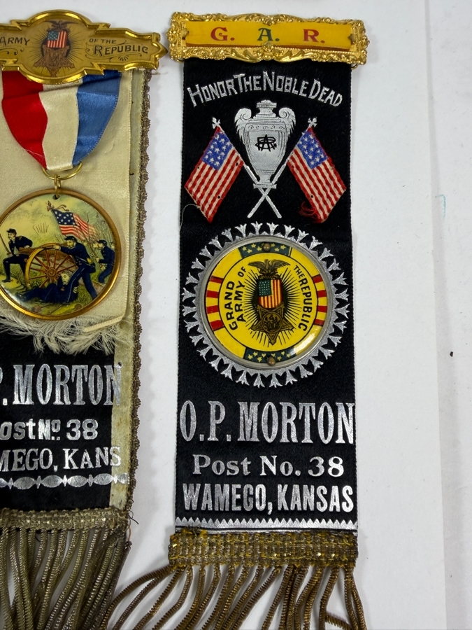 Just Added - Civil War Grouping 14th New York Heavy Artillery Soldier John L Chapman Discharge Certificate, Grand Army of the Republic (GAR) Documents (10) Reunion Ribbons and Pair of Grand Army of the Republic (GAR) Ribbons [Photo 19]