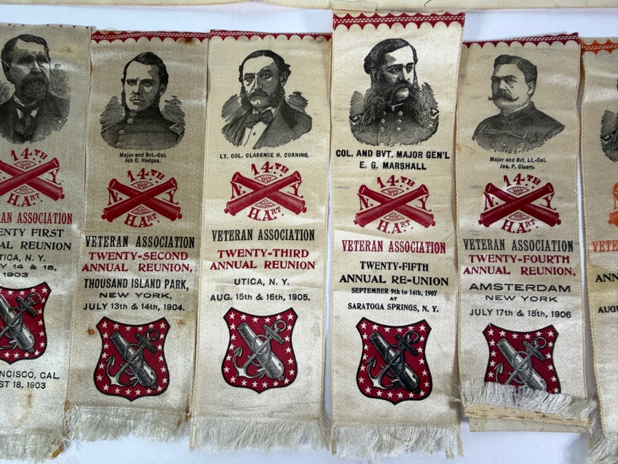 Just Added - Civil War Grouping 14th New York Heavy Artillery Soldier John L Chapman Discharge Certificate, Grand Army of the Republic (GAR) Documents (10) Reunion Ribbons and Pair of Grand Army of the Republic (GAR) Ribbons [Photo 16]