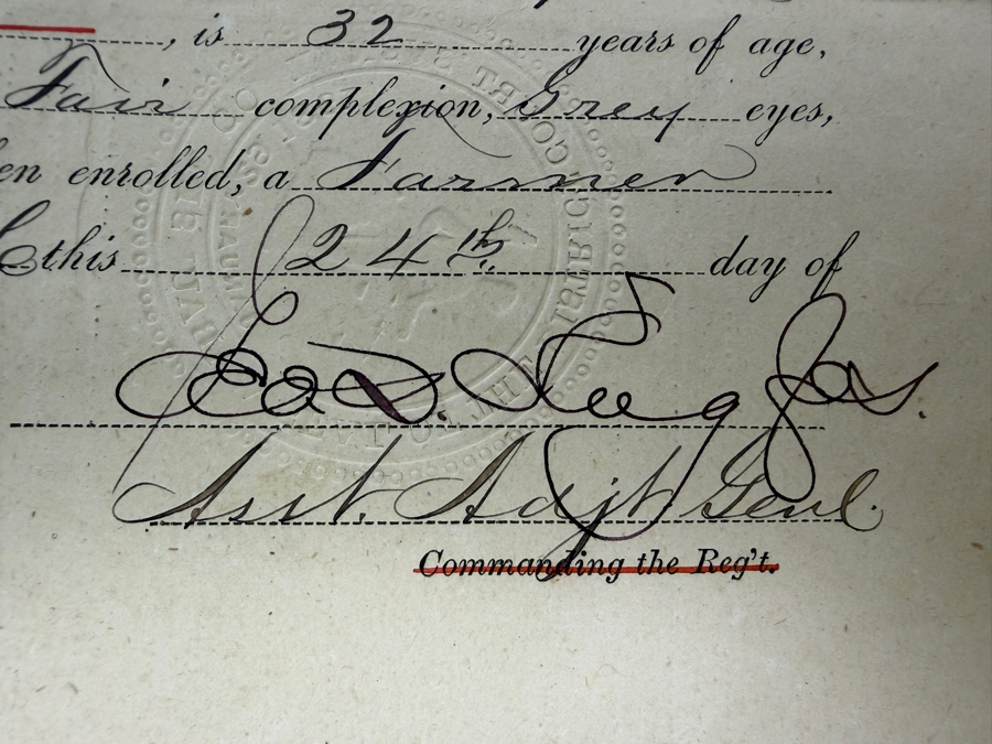Just Added - Civil War Grouping 14th New York Heavy Artillery Soldier John L Chapman Discharge Certificate, Grand Army of the Republic (GAR) Documents (10) Reunion Ribbons and Pair of Grand Army of the Republic (GAR) Ribbons [Photo 11]