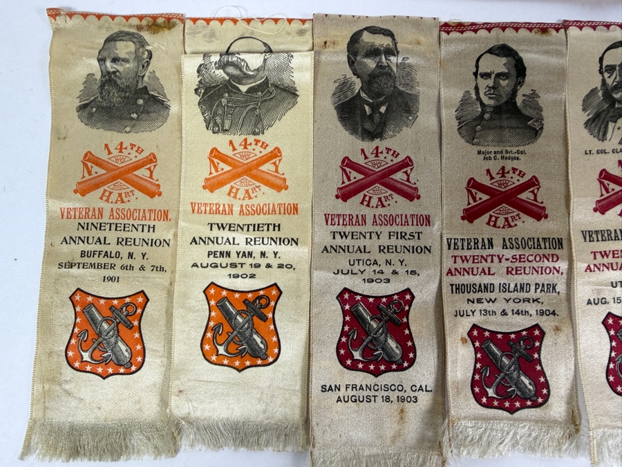 Just Added - Civil War Grouping 14th New York Heavy Artillery Soldier John L Chapman Discharge Certificate, Grand Army of the Republic (GAR) Documents (10) Reunion Ribbons and Pair of Grand Army of the Republic (GAR) Ribbons [Photo 15]