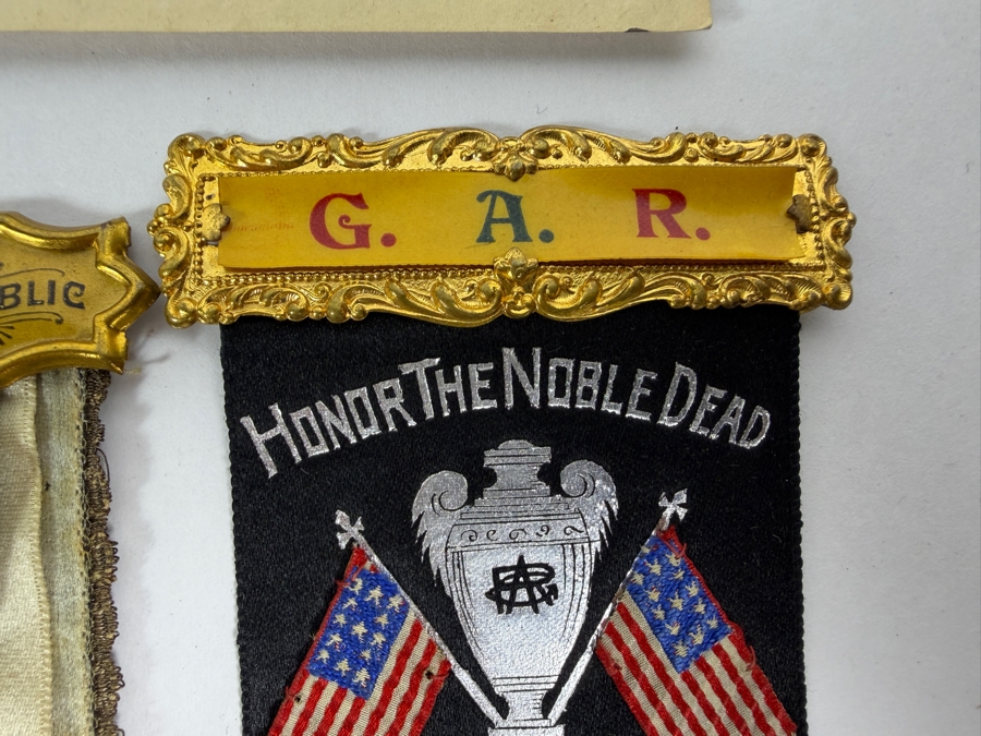 Just Added - Civil War Grouping 14th New York Heavy Artillery Soldier John L Chapman Discharge Certificate, Grand Army of the Republic (GAR) Documents (10) Reunion Ribbons and Pair of Grand Army of the Republic (GAR) Ribbons [Photo 5]