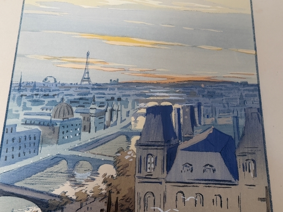 Just Added - Marguerite Gamy Montaut Antique French Pochoir Lithograph Juvisy Paris De Lambert Sur Biplan Wright Ariel Published Mabileau 1909 15' X 34' Framed: 23' X 40' [Photo 6]