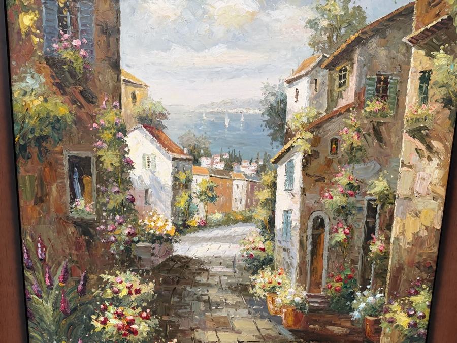 Just Added - Italy Tuscany Village Artwork On Canvas 36 X 48 Framed 42 X 54 [Photo 3]