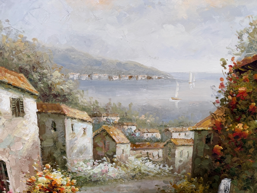Just Added - Italy Tuscany Village Artwork On Canvas 48 X 36 Framed 55 X 44 [Photo 5]