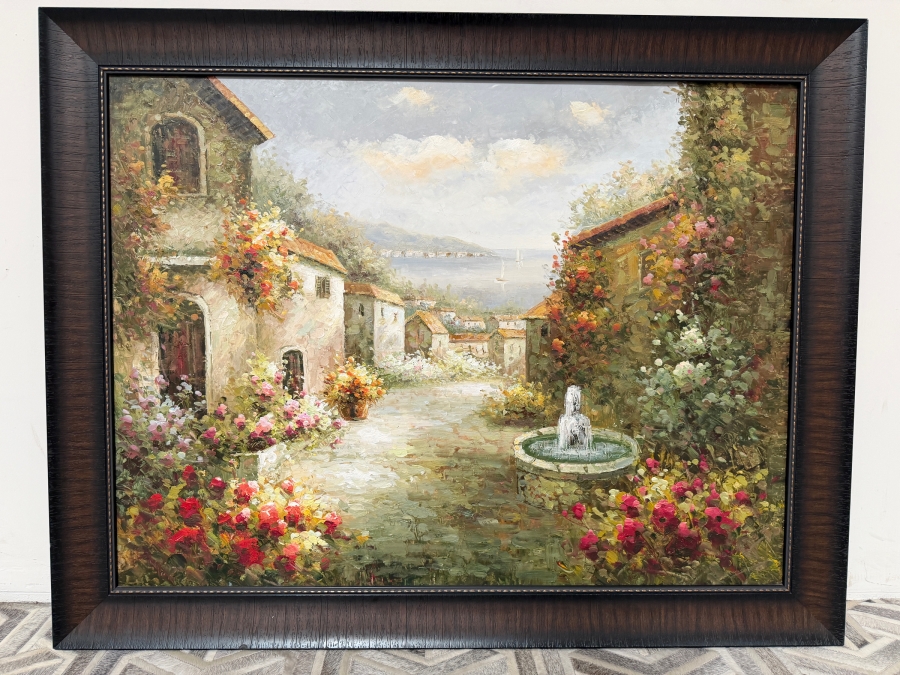 Just Added - Italy Tuscany Village Artwork On Canvas 48 X 36 Framed 55 X 44 [Photo 2]