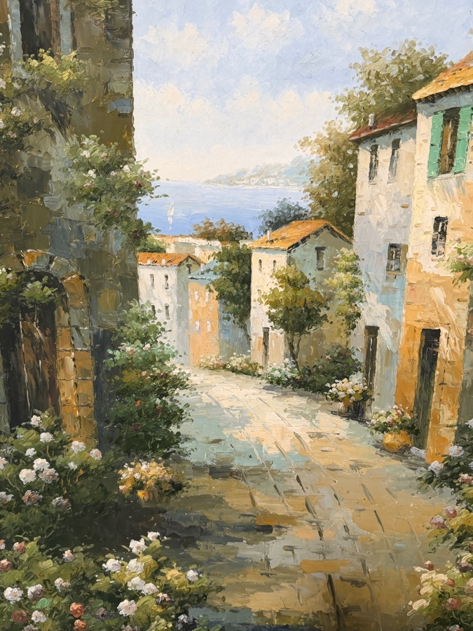 Just Added - Italy Tuscany Village Artwork On Canvas 36 X 48 Framed 42 X 54 [Photo 4]