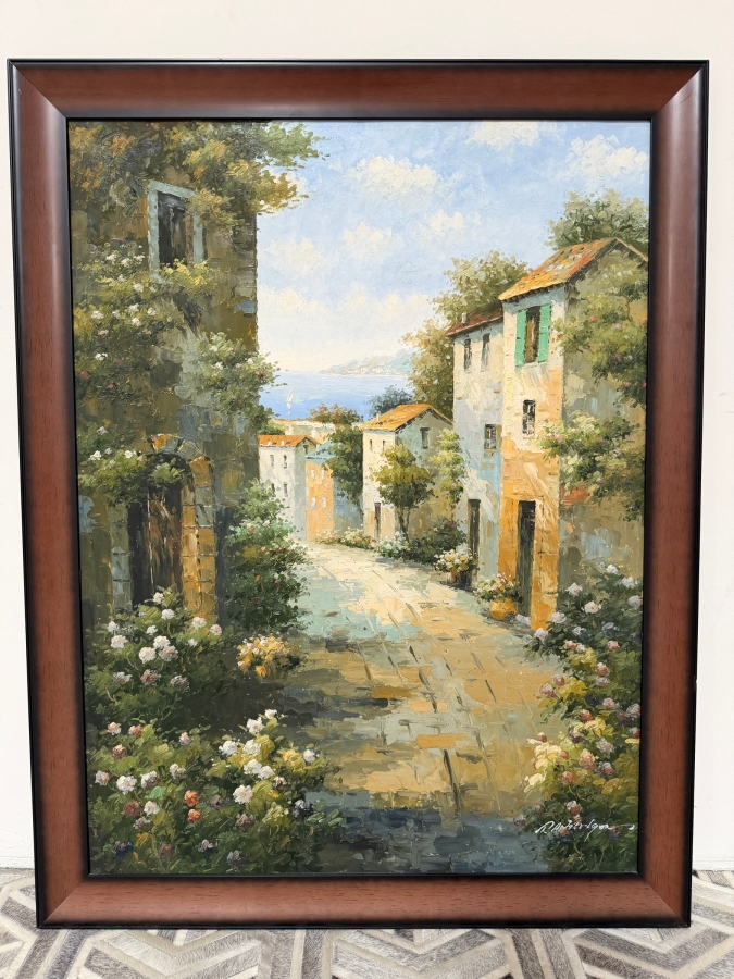 Just Added - Italy Tuscany Village Artwork On Canvas 36 X 48 Framed 42 X 54 [Photo 2]