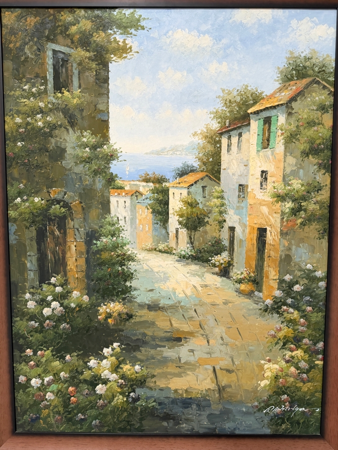 Just Added - Italy Tuscany Village Artwork On Canvas 36 X 48 Framed 42 X 54 [Photo 3]