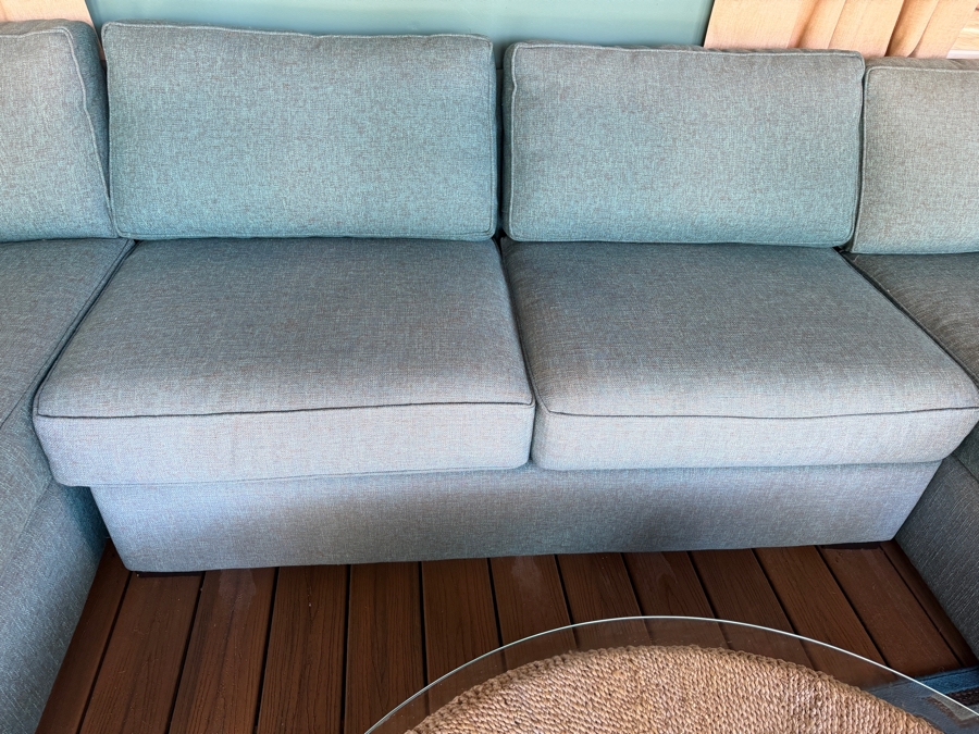 Just Added - U-Shaped Teal Fabric Sectional Sofa With Double Chaise Lounges 136'W X 60'D [Photo 4]