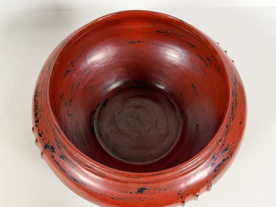 Large Red Lacquer Myanmar Burmese Footed Storage Box With Elephant Finial 12W X 10.5H [Photo 10]