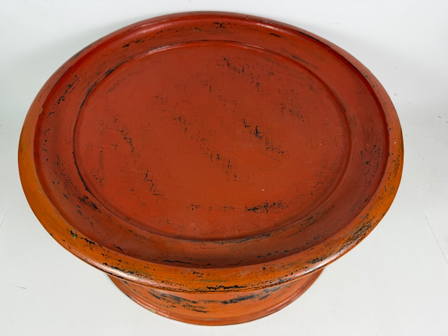 Vintage Red Lacquered Myanmar Burmese Offering Tray 18W X 8.5H [Photo 5]