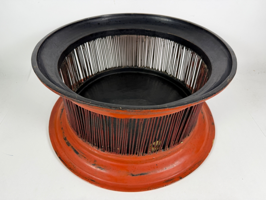Vintage Red Lacquered Myanmar Burmese Offering Tray 18W X 8.5H [Photo 6]
