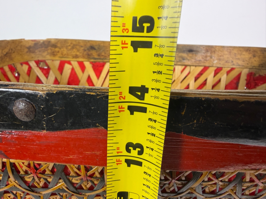 Vintage Chinese Woven Bamboo Hourglass Basket 16W X 9.5D X 14H [Photo 12]