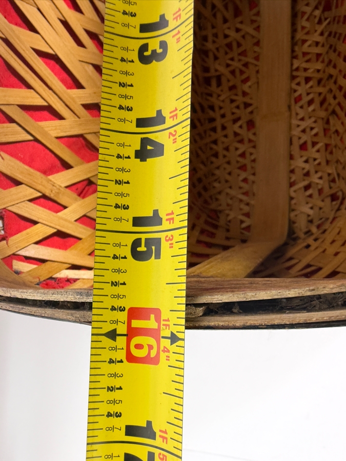 Vintage Chinese Woven Bamboo Hourglass Basket 16W X 9.5D X 14H [Photo 10]