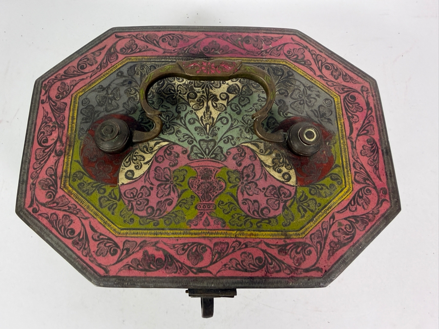 Antique Indian Octagonal Jewelry or Pandan Box from Muradabad 9W X 7D X 4H [Photo 4]