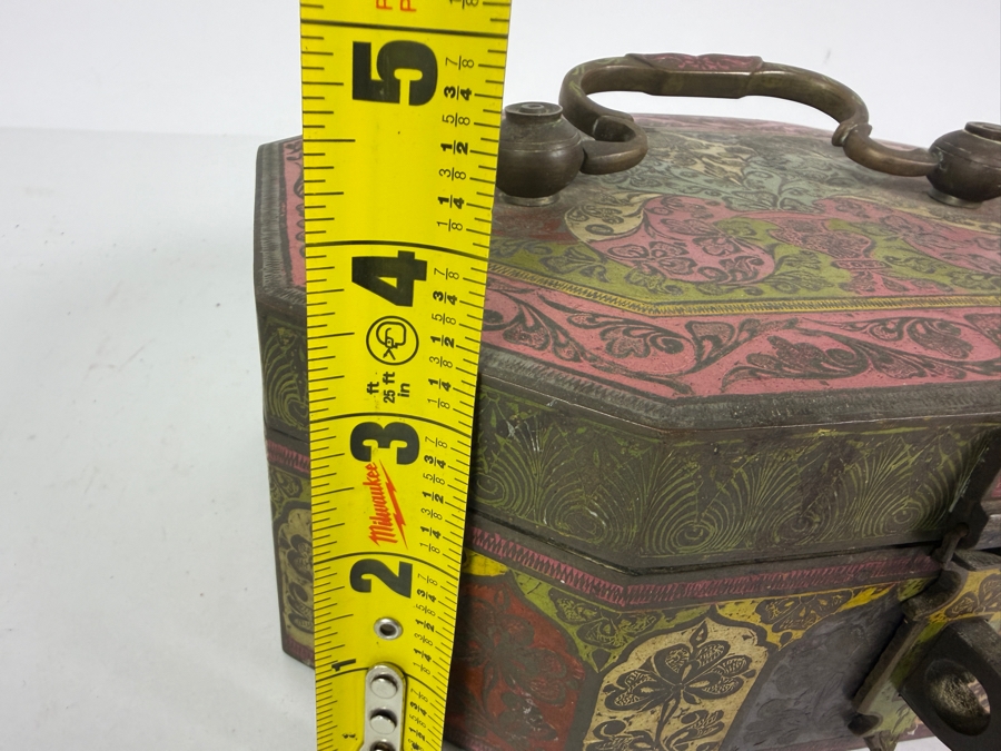 Antique Indian Octagonal Jewelry or Pandan Box from Muradabad 9W X 7D X 4H [Photo 11]