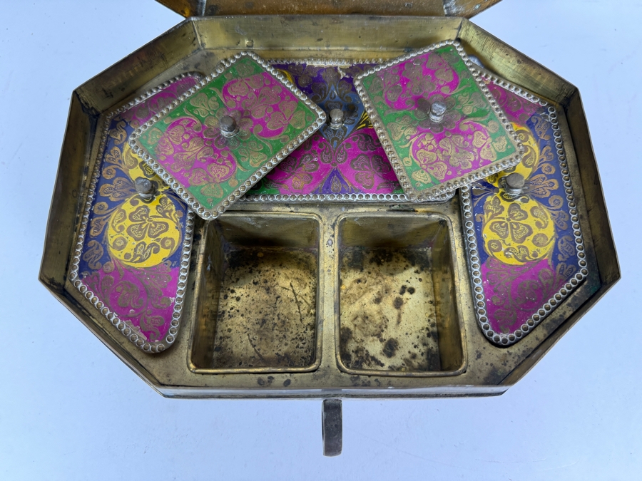 Antique Indian Octagonal Jewelry or Pandan Box from Muradabad 9W X 7D X 4H [Photo 6]