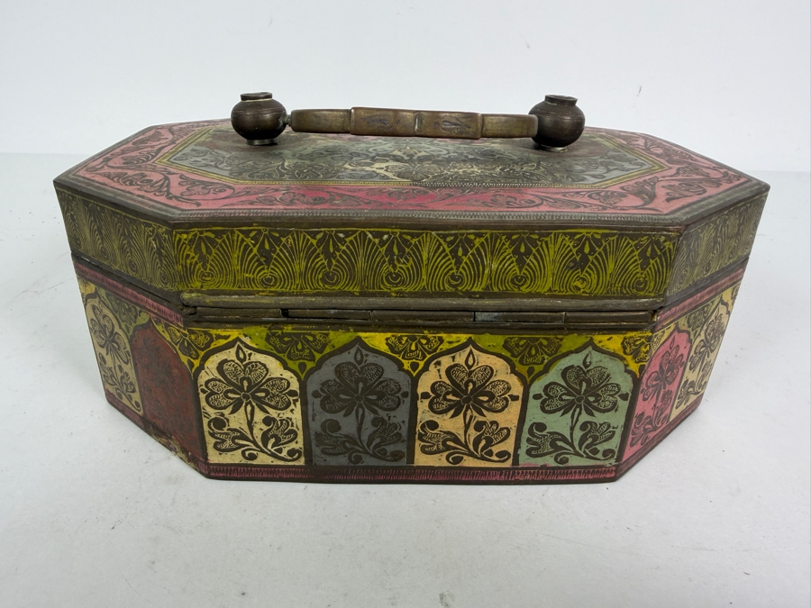 Antique Indian Octagonal Jewelry or Pandan Box from Muradabad 9W X 7D X 4H [Photo 7]