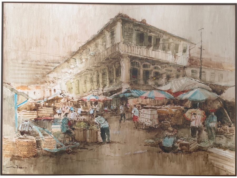 Ang Ah Tee (b. 1943, Singapore) Stunning Original Abstract Watercolor Painting On Paper 31 X 24 Framed 40.5 X 33.5